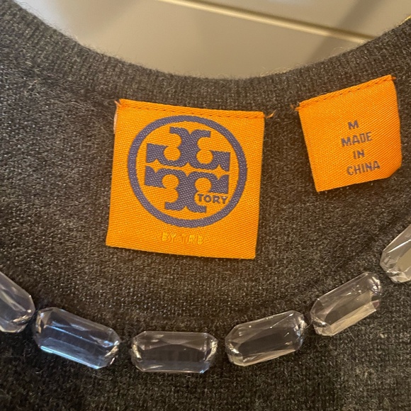 Tory Burch black cashmere tank with crystals on neckline and around arms size M - Picture 2 of 7